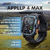 זול שעונים חכמים-LOKMAT APPLLP 4 MAX שעון חכם 2.02 אִינְטשׁ טלפון סלולרי שעון חכם 4G LTE 3G 3G Blootooth מד צעדים מזכיר שיחות מד פעילות מותאם ל אנדרואיד iOS נשים גברים GPS שיחות ללא מגע יד שליטה במדיה IP 67