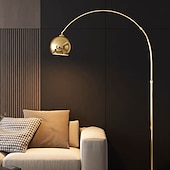 preiswerte LED-Stehlampe-Stehleuchte, Stehleuchte, Bogen-Stehleuchte, Lese-Stehleuchte, Stahl/Nickel matt, satiniert, verstellbar, Grande Edelstahl, 110–240 V