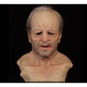 cheap Halloween Mask &amp; Props-Halloween Christmas Mask Headgear, Fierce Black Haired Old Man Mask Simulation Character Mask Masquerade Play Props Funky Cosplay Accessory