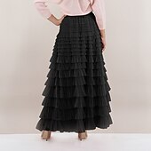 levne Jednoduché sukně-Dámské Sukně Houpačka Sukénka Elegantní Módní Na běžné nošení Maxi Vysoký pas Sukně Jednobarevné Plisé Dovolená ulice Meruňková Černá Khaki Sytě červená Jaro léto Polyester