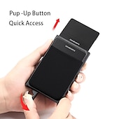 お買い得  カードホルダーとケース-1個薄型アルミニウム財布 クレジットカードホルダー RFID財布 メタル薄型スリムバンクカードケース メンズ・レディースポップアップクレジットカードバッグ