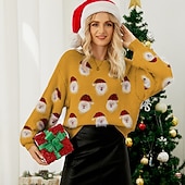 preiswerte Hässlicher Pullover-Anime Bischofsärmel Hässlicher Weihnachtspullover Pullover Jumper Weihnachtsmann Lustig für Damen Erwachsene 3D-Druck  für Weihnachten Karneval Neujahr Party Alltagstauglich