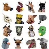 お買い得  ハロウィン 2024-動物緑の魚ヘッドカバーオランウータン馬頭象オンドリヘッドカバー豚頭ヒョウトラキツネマスクラテックスコスプレ用