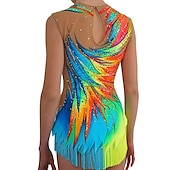 preiswerte Eiskunstlaufkleider-Eiskunstlaufkleid Damen Mädchen Eislaufen Kleider Blau Quaste elastisch Ausbildung Wettbewerb Eiskunstlaufkleidung Kristalle Ärmellos Eislaufen Eiskundstlauf