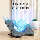 cheap Stands &amp; Cooling Pads-Laptop Stand With Cooling Fan Foldable Laptop Radiator And Holder Cooling Pad Bracket With Silent Fan For Macbook Tablet Notebook Stand Table For Laptop Accessories