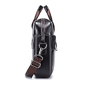 economico Borselli da uomo-valigetta in pelle marrone premium: elegante borsa per laptop da lavoro con tasche multiple, resistente per uso professionale e viaggi