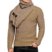 economico Maglioni Cardigan da uomo-Per uomo Felpa Cardigan Maglione a collo alto Maglia Pulsante Lavorato a maglia Tinta unica A collo alto Moda Stile vintage Abbigliamento Autunno Inverno Nero Bianco S M L