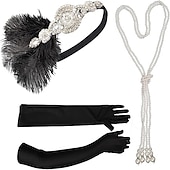 economico Accessori e altro-Anni 1920 Il grande Gatsby Abiti Il grande Gatsby Invitato al matrimonio Halloween Carnevale Halloween Ricevimento di nozze Adulti Guanti Collana Copricapo Tutte le stagioni