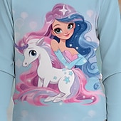 cheap Girl&#039;s 3D Cartoon-Girls&#039; 3D Rainbow Unicorn Pajama Sets Long Sleeve 3D Print Fall Winter Active Fashion Cute Kids 4 years+ Crew Neck Home Causal Indoor Regular Fit