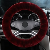 abordables Fundas para volante-piel de lana suave cubierta del volante del coche protector de accesorios del coche del camión protector para el volante universal 35cm-43cm antideslizante reconfortante y lujosa textura suave
