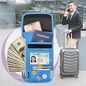 お買い得  カードホルダーとケース-rfid ブロッキングパスポートホルダー旅行財布カードバッグ shileding ネックポーチセキュリティ保護調整されたストラップファラデーバッグ