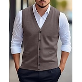 preiswerte Herren Strickjacke-Herren Weihnachtspullover Pullunder Kleid Pullover Strickjacke Gerippt Stricken Standard Tasche Strick Glatt V Ausschnitt Warm-Ups Moderne zeitgenössische Freizeitskleidung Ausgehen Bekleidung Winter