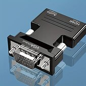Недорогие Кабели-Конвертер адаптера HDMI-VGA с аудиовходом 3,5 мм, конвертер HDMI-папа-мама 1080p для ноутбука, ПК, монитора, проектора, HDTV, Chromebook, Xbox