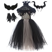 preiswerte Kostüme für Mädchen-Halloween Hexe Maleficent Walpurgisnacht Kleid Cosplay Kostüm Tutu Kinder Mädchen Cosplay Halloween Leistung Party Halloween Halloween Karneval Maskerade Einfaches Karnevalskostüm