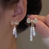 cheap Earrings-Women&#039;s Zircon Drop Earrings Fine Jewelry Classic Bowknot Personalized Stylish Earrings Jewelry Silver For Wedding Party 1 Pair dress to impress 2025