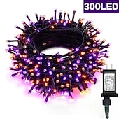 abordables Halloween en Plein Air-Guirlande lumineuse Halloween violet orange 8 fonctions intérieure et extérieure guirlande lumineuse décorative Halloween prise de sécurité basse tension 10 mètres 100 lumières 20 mètres 200 lumières