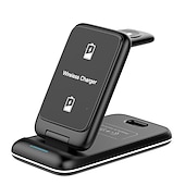 voordelige Draadloze opladers-3 in 1 opvouwbare 15w snelle draadloze oplader stand voor iphone 14 13 12 pro max apple watch airpods pro draadloos laadstation