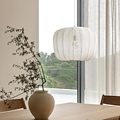 abordables Éclairages pour îlot-Lampe suspendue LED en tissu wabi-sabi noir blanc unique en métal moderne avec cordon réglable, éclairage d&#039;îlot de cuisine pour salle à manger, chambre à coucher, couloir, salon 110-240 V