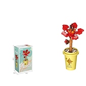 cheap Building Toys-Meat building block flower blind box simulation flower potted tabletop decoration assembly boutique toy gift prize