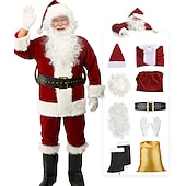 cheap Christmas Costumes-Santa Suit Christmas Santa Claus Costume for Men's Adults Cosplay Costume 9PCS Outfit