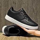 billiga Herrsneakers-Herr Sneakers Kontor / Business Vita skor Promenad Ledigt Dagligen Läder Bekväm Korta stövlar / ankelstövlar Loafers Svart Vit Vår Höst