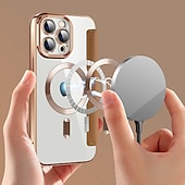 abordables Coques iPhone-Coque de téléphone MagSafe avec dos transparent et fente pour carte – couvercle rétro cuir PU pour iPhone 16e 16 15 Pro Max Plus 14 13 12 11