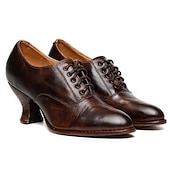 tanie lata 30.-damskie gatsby vintage brown ze sztucznej skóry sznurowane buty na obcasie oxford - styl retro wiktoriański na formalne i codzienne okazje