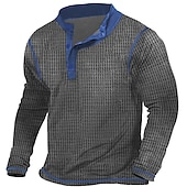 olcso Alkalmi Henley póló-Férfi Póló Gofri Henley ing Henley ing Tee Top Hosszú ujjú ing Kollázs Henley Utca Vakáció Hosszú ujj Kollázs Ruházat Divat Dizájn Alap