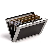 cheap Card Holders &amp; Cases-RFID Credit Card Holder Men Wallet Short Purse Stainless Steel And Leather Card Wallet