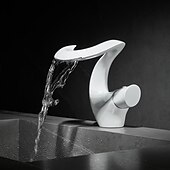 お買い得  クラシカル-バスルームのシンクの蛇口 - 滝状吐水タイプ 塗装仕上げ 室外側取付け シングルハンドルつの穴Bath Taps