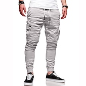 abordables Pantalones cargo-Hombre Pantalones cargo Persona que practica jogging Pantalones Retazos Bolsillo con cremallera Color sólido Comodidad Transpirable Casual Diario Ropa de calle Deportes Moda Negro Blanco Microelástico