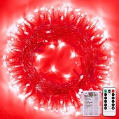 abordables Guirlandes lumineuses à piles-Halloween Noël boîte à piles étanche guirlande lumineuse 8 fonctions télécommande intérieure et extérieure cour jardin décoration de mariage lumière 4m-30leds/6.5m-50leds/10m-100leds