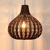 billige Lyktedesign-led pendellys 35cm håndvevd kurv hengende rør hengende lokk lampe pil rotting skjermer vev lampe lys lysekrone justerbar kabel