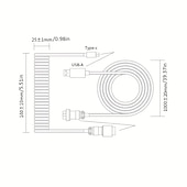 cheap Cables-USB A To TYPE-C Keyboard Cable Woven Material Handmade Coiled 5 Pin Aviator Connector Custom Make Single Sleeved PET Mechanical Keyboard Coiled 1.5 Meter Mini Micro Spiral Cable