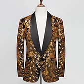 billiga Jacka och Jacka-Herrars Paljetparti Blazer Glittrande 70-tals Disco Jacka Regular Passform Röd Kungsblå Blå Lila Guld Grön