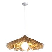 abordables Lustres style lanterne-Lampes suspendues en rotin, luminaire décoratif d&#039;intérieur, idéal pour un salon, une chambre à coucher, un café, un bar, un abat-jour en tissage, 110-240v