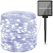 preiswerte Solarschulenleuchten-5m 10m 20m Lichterketten 50/100/200/300 LEDs EL Warmweiß Kühles Weiß Mehrfarbig Kupferdraht-Leuchten Halloween Hochzeit Weihnachtsdekoration 5 V