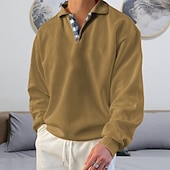 baratos Suéteres básicos-Homens Moletom Estacionar Preto Branco Rosa Vermelho Azul Real Colarinho polo Côr Sólida Desportos e Ar livre Streetwear Casual Grande e Alto Indispensável para coordenação motora e fortalecimento