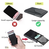 お買い得  カードホルダーとケース-1個薄型アルミニウム財布 クレジットカードホルダー RFID財布 メタル薄型スリムバンクカードケース メンズ・レディースポップアップクレジットカードバッグ