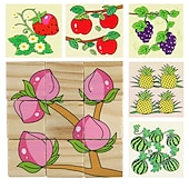 ieftine Puzzle Jigsaw-puzzle 3d din lemn pentru cadouri de aniversare pentru copii jucării puzzle pentru grădiniță bloc de construcție 3d din lemn pictură pe șase fețe