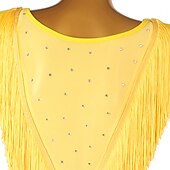 olcso Latin tánc ruházat-tánc salsa latin tánc ruha strassz rojtos bojt női teljesítmény edzés hosszú ujjú magas spandex tüll