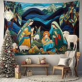 お買い得  クリスマスタペストリーぶら下げ-クリスマスの飾り、キリスト降誕のシーン、イエスの洗礼、吊り下げタペストリー、キルティングパターン、壁アート、クリスマス、大きなタペストリー、壁画、装飾、写真、背景、ブランケット、カーテン、自宅、寝室、リビングルームの装飾