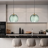 cheap Island Lights-LED Pendant Lights Green Glass Pendant Lighting for Kitchen Island Kitchen Lights Ceiling 1 Pack 110-240V