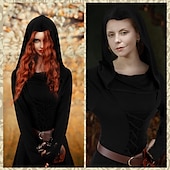 baratos Conjuntos-Retro Vintage Punk e gótico Medieval Vestidos Corpete Roupa Viking Ranger Elfo Tiro com arco Mulheres Viking Fantasia Dia Das Bruxas Carnaval Festa Casual / Diário LARP Adulto Vestido Cinto Meias