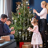 baratos Acessórios para Árvores-10 peças de enfeites de natal de cristal para decorações de árvores - enfeites de pingente de floco de neve de acrílico pendurados com pingentes de gota para decorações de cristais de lustre do país das maravilhas do inverno suprimentos