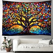 cheap Tree of Life Tapestry-L.T.HOME Tree of Life Hanging Tapestry Stained Glass Colorful Wall Art Large Tapestry Mural Decor Photograph Backdrop Blanket Curtain Home Bedroom Living Room Decoration