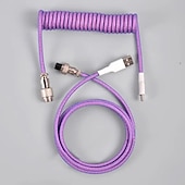 cheap Cables-USB A To TYPE-C Keyboard Cable Woven Material Handmade Coiled 5 Pin Aviator Connector Custom Make Single Sleeved PET Mechanical Keyboard Coiled 1.5 Meter Mini Micro Spiral Cable