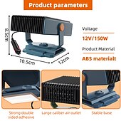 זול ציוד חימום לרכב-תנור חימום לרכב 2 ב-1 12v 150w נייד חזק חשמלי מחמם חשמלי 360 מעלות סיבוב מפשיר שמשות לרכב לאביזרי רכב לרכב