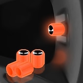 cheap Car Body Decoration &amp; Protection-50pcs Fluorescent Skull Car Tire Valve Valve Stem Cover, ABS Corrosion Resistant Wheel Valve Cover, Glow In The Dark, Car Decoration Accessories