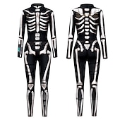 billige Kranier &amp; Bein-Skjelett Kranium Karnevalskostyme heldekkende drakter Cosplay kostyme Party-kostyme Bodysuits Ett Stykke Skremmende kostyme Dame Barne Voksne Ytelse Fest Karneval Maskerade Mardi Gras Enkelt